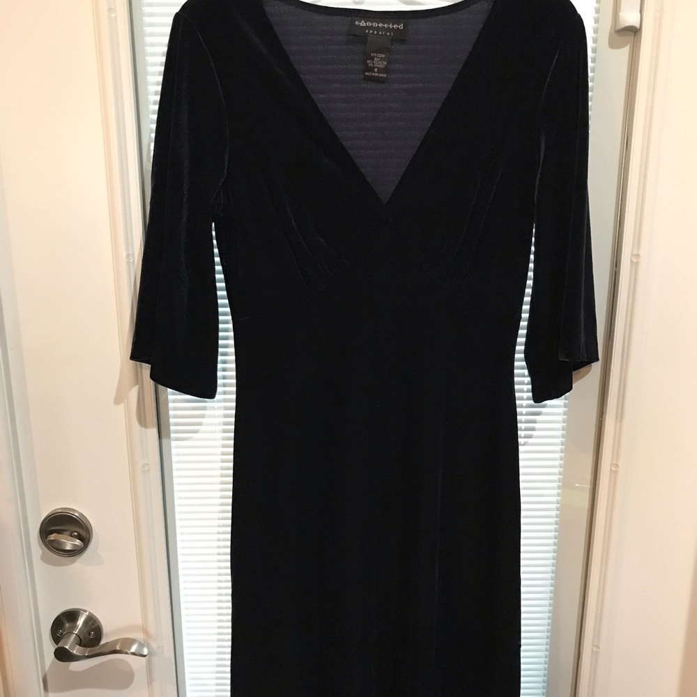 Connected Apparel navy velvet dress